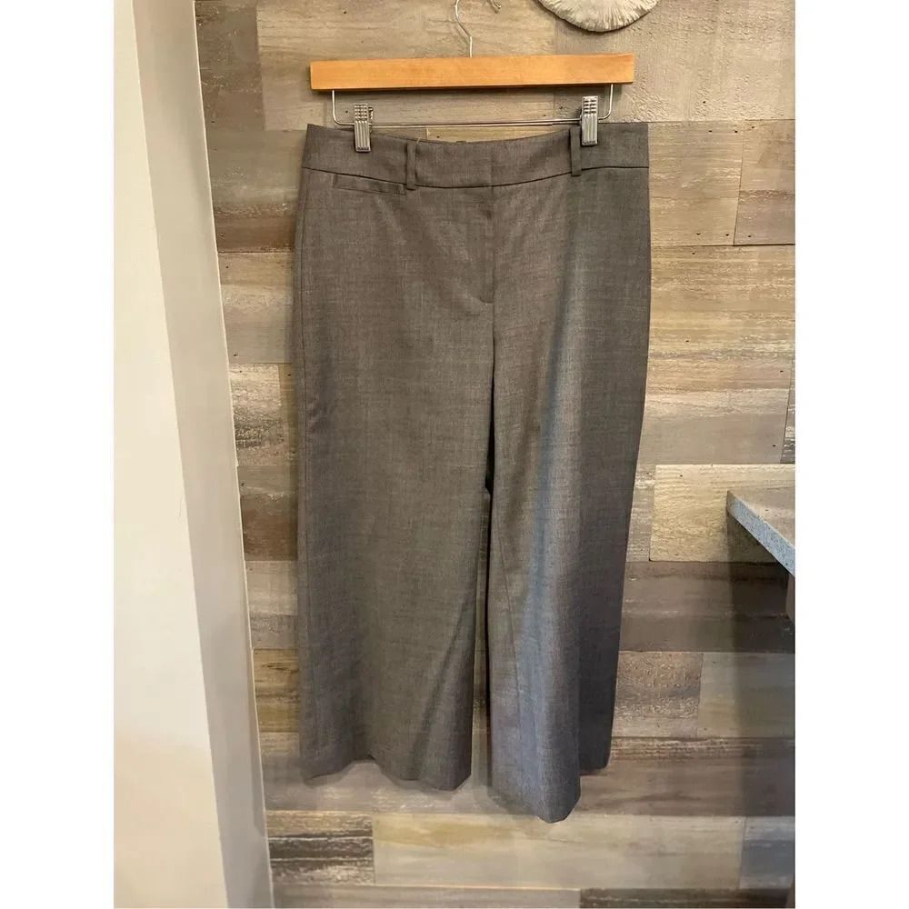 WHBM wool blend (52) 4 charcoal lined cropped wide leg pants/Capri - small black